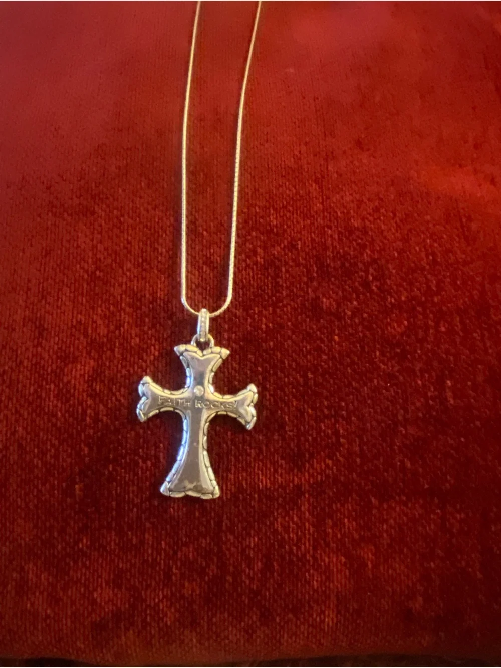 Brighton Faith Rock Silver Cross Pendant Necklace